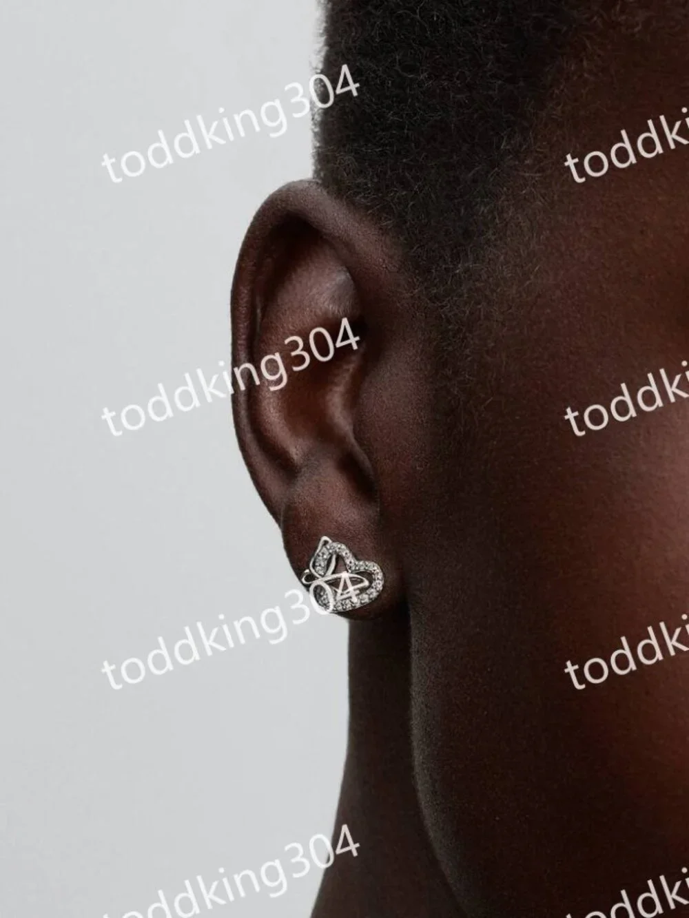 Entwined Heart & Butterfly Stud Earrings